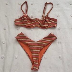 aerie underwire striped bikini set